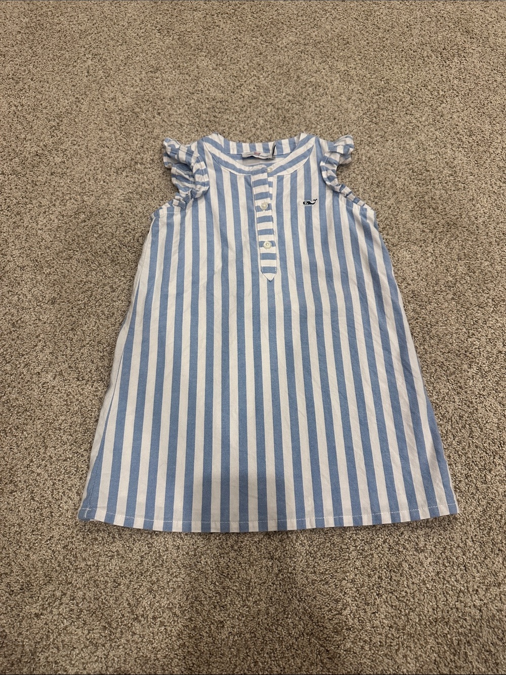Vineyard Vines Girls Light Blue & White Striped Button Down Dress 2T